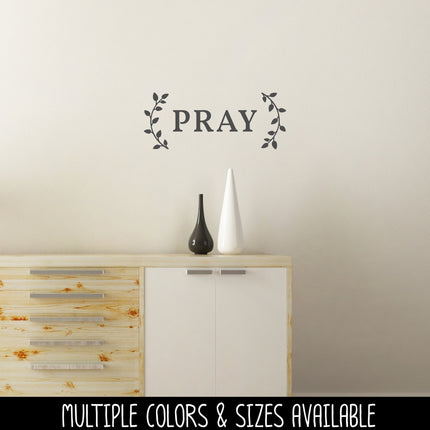 Pray with Curved Leaves Vinyl Decal/Sticker