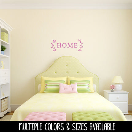 Home with Curved Leaves Vinyl Decal/Sticker
