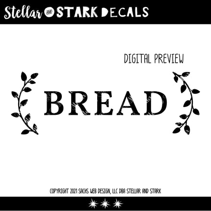 Bread with Curved Leaves Vinyl Decal/Sticker