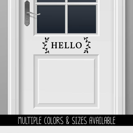 Hello with Curved Leaves Vinyl Decal/Sticker