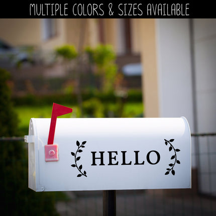 Hello with Curved Leaves Vinyl Decal/Sticker