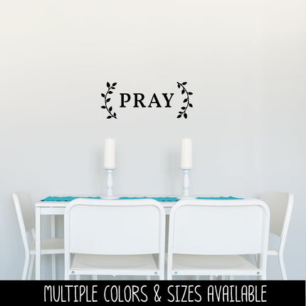 Pray with Curved Leaves Vinyl Decal/Sticker