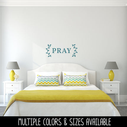 Pray with Curved Leaves Vinyl Decal/Sticker