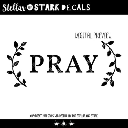 Pray with Curved Leaves Vinyl Decal/Sticker