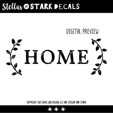 Home with Curved Leaves Vinyl Decal/Sticker
