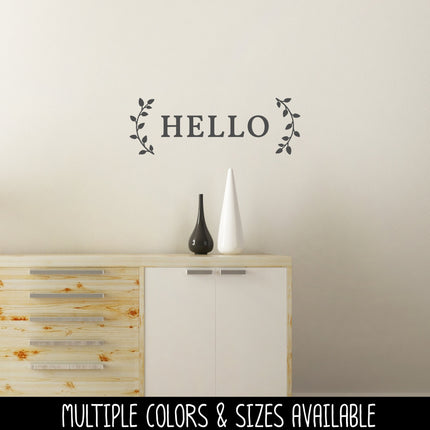 Hello with Curved Leaves Vinyl Decal/Sticker
