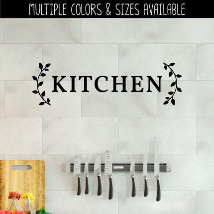 Kitchen with Curved Leaves Vinyl Decal/Sticker