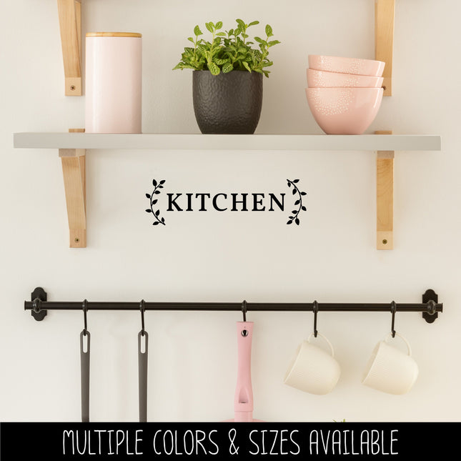 Kitchen with Curved Leaves Vinyl Decal/Sticker