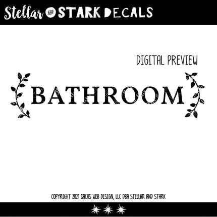 Bathroom with Curved Leaves Vinyl Decal/Sticker
