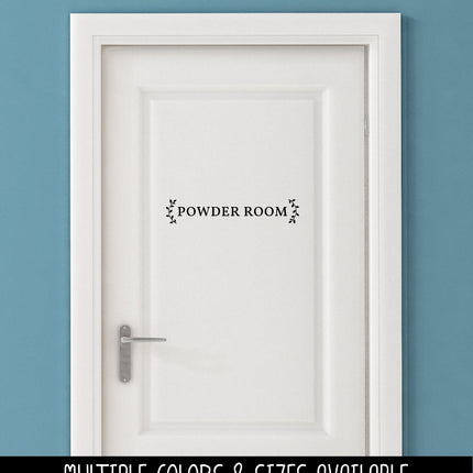 Powder Room with Curved Leaves Vinyl Decal/Sticker