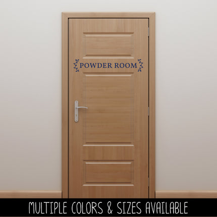 Powder Room with Curved Leaves Vinyl Decal/Sticker