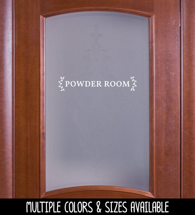 Powder Room with Curved Leaves Vinyl Decal/Sticker