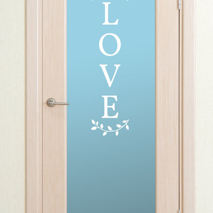 Vertical Love Curved Leaves Vinyl Decal/Sticker