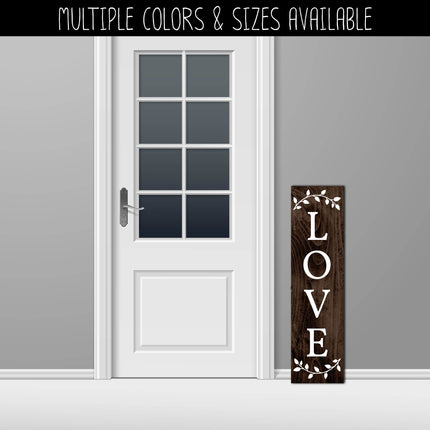 Vertical Love Curved Leaves Vinyl Decal/Sticker