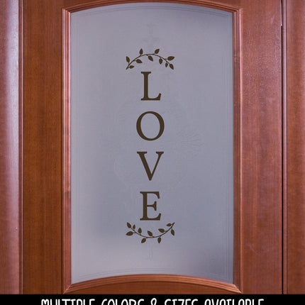 Vertical Love Curved Leaves Vinyl Decal/Sticker