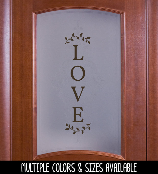 Vertical Love Curved Leaves Vinyl Decal/Sticker