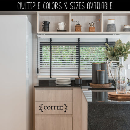 Coffee with Curved Leaves Vinyl Decal/Sticker