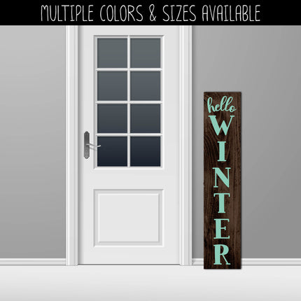 Vertical Hello Winter Vinyl Decal/Sticker