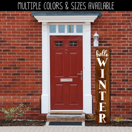 Vertical Hello Winter Vinyl Decal/Sticker