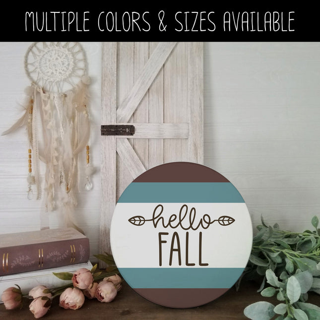 Hello Fall with Leaves Vinyl Decal/Sticker