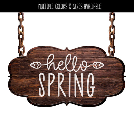 Hello Spring with Leaves Vinyl Decal/Sticker