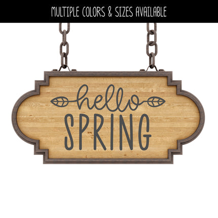 Hello Spring with Leaves Vinyl Decal/Sticker