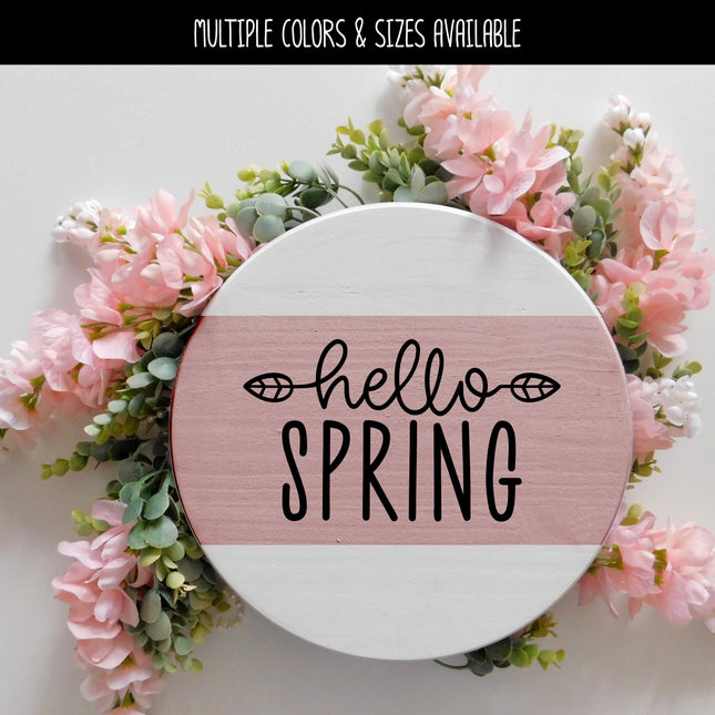 Hello Spring with Leaves Vinyl Decal/Sticker