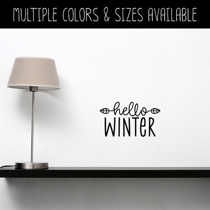 Hello Winter with Leaves Vinyl Decal/Sticker