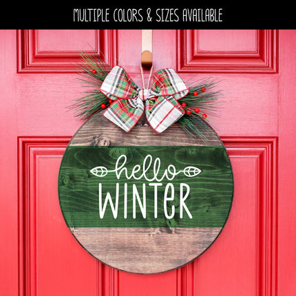 Hello Winter with Leaves Vinyl Decal/Sticker