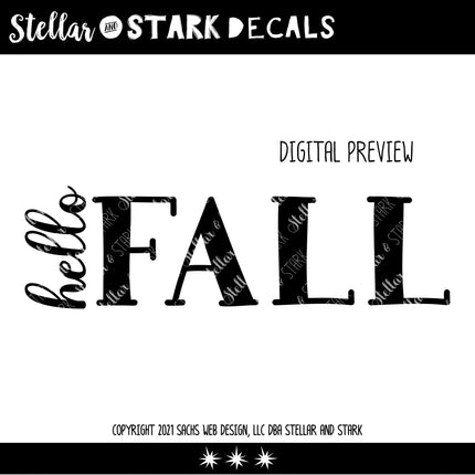 Hello Fall Vinyl Decal/Sticker