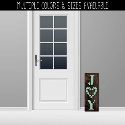 Vertical Joy Vinyl Decal/Sticker with Red Candy Cane Heart