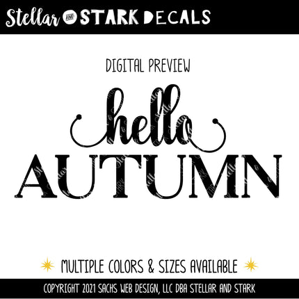 Hello Autumn Cursive Stacked Vinyl Decal/Sticker