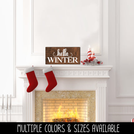 Hello Winter Cursive Stacked Vinyl Decal/Sticker