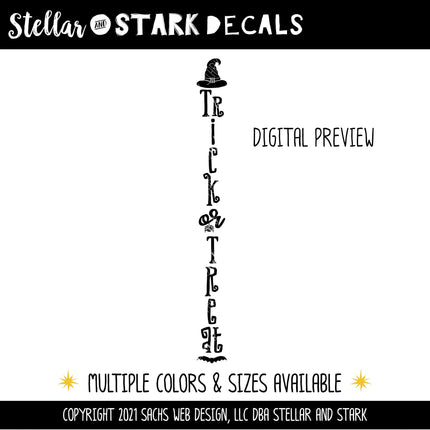 Vertical Trick or Treat Vinyl Decal/Sticker