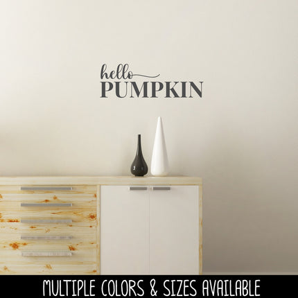 Hello Pumpkin Cursive w/Tail Stacked Vinyl Decal/Sticker