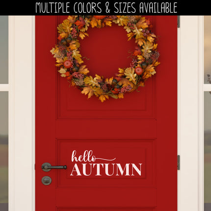 Hello Autumn Cursive w/Tail Vinyl Decal/Sticker