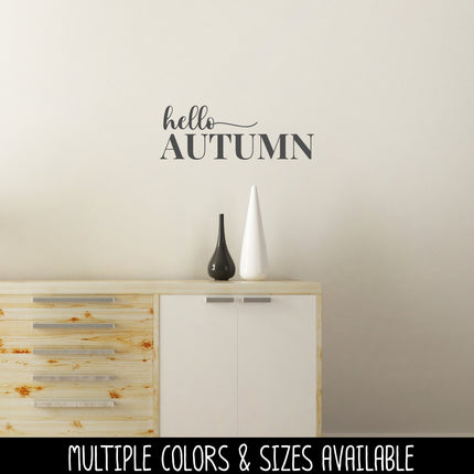 Hello Autumn Cursive w/Tail Vinyl Decal/Sticker