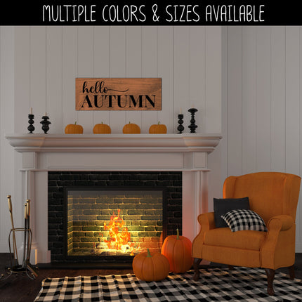 Hello Autumn Cursive w/Tail Vinyl Decal/Sticker
