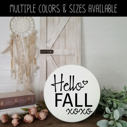 Hello Fall w/Hugs & Kisses Vinyl Decal/Sticker