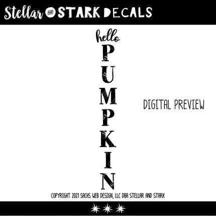 Vertical Hello Pumpkin Vinyl Decal/Sticker