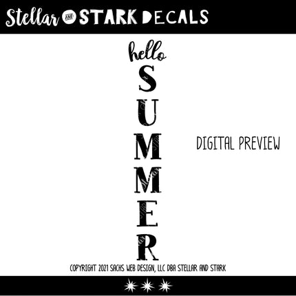 Vertical Hello Summer Vinyl Decal/Sticker