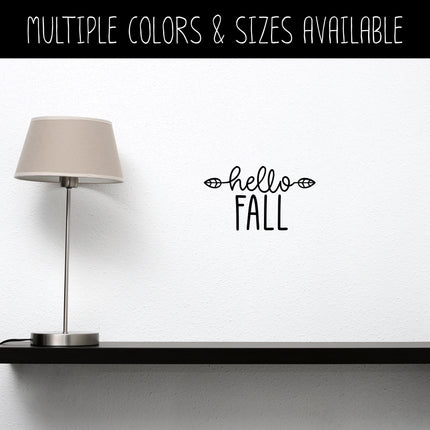 Hello Fall with Leaves Vinyl Decal/Sticker