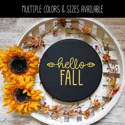 Hello Fall with Leaves Vinyl Decal/Sticker