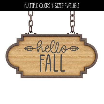 Hello Fall with Leaves Vinyl Decal/Sticker