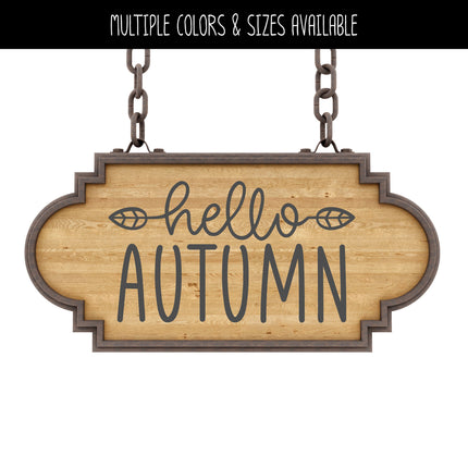 Hello Autumn with Leaves Vinyl Decal/Sticker