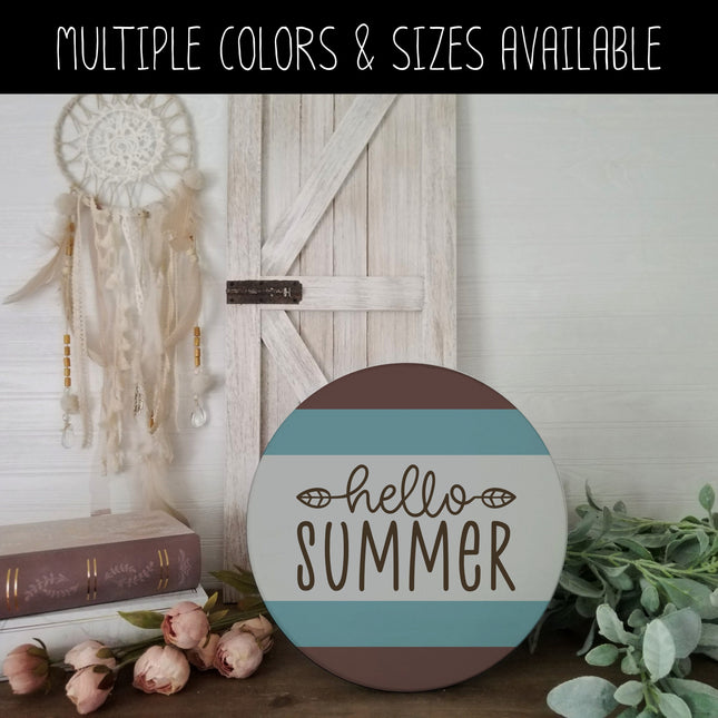 Hello Summer with Leaves Vinyl Decal/Sticker