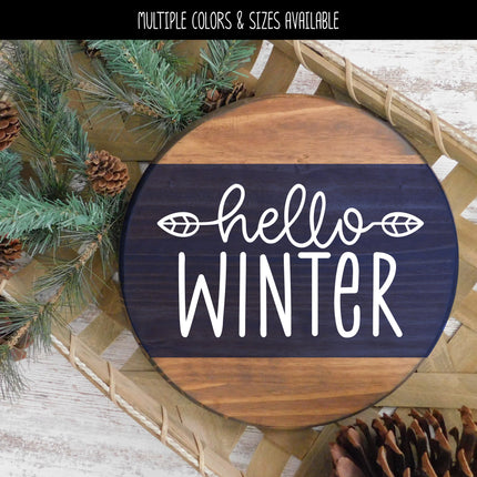 Hello Winter with Leaves Vinyl Decal/Sticker