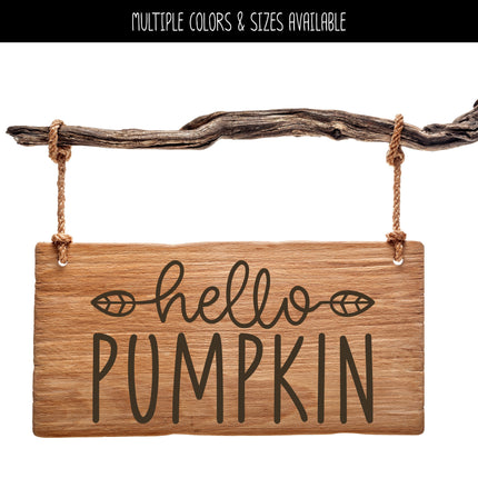 Hello Pumpkin with Leaves Vinyl Decal/Sticker