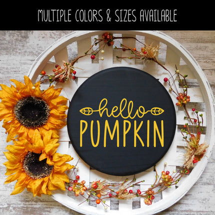 Hello Pumpkin with Leaves Vinyl Decal/Sticker