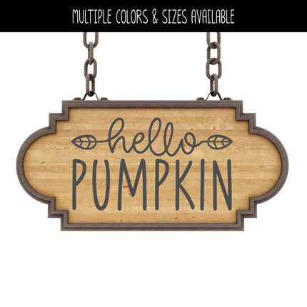 Hello Pumpkin with Leaves Vinyl Decal/Sticker